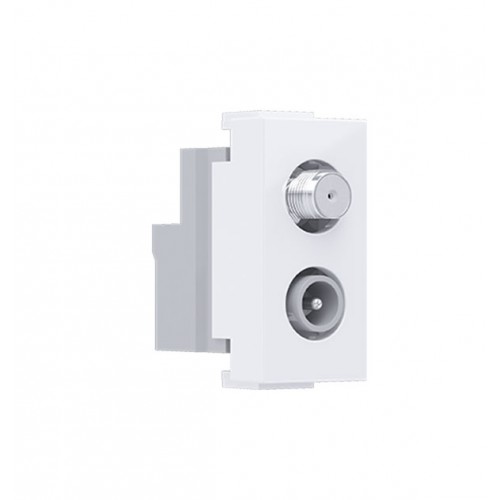 MODYS Πρίζα Τηλεόρασης SAT ΤV-R Διέλευσης 1 ΣΤ. Λευκή IP20 - Aca Elec