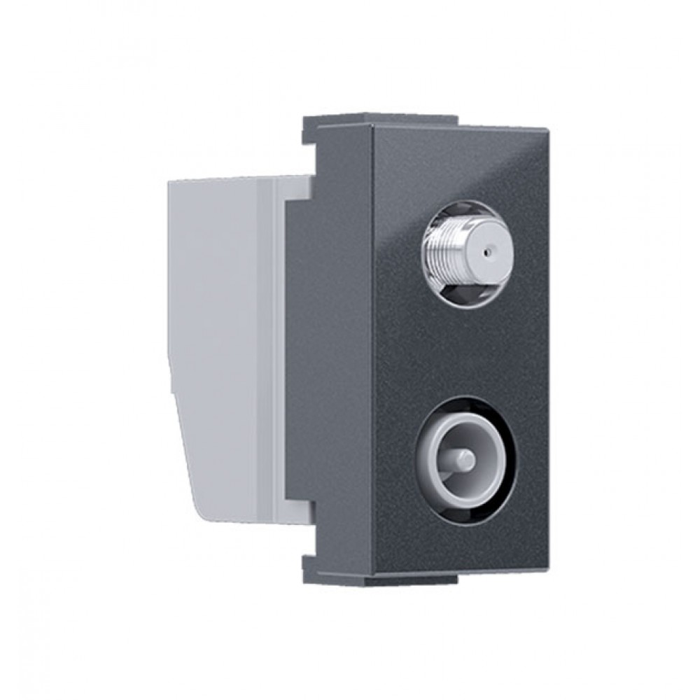 MODYS Πρίζα Τηλεόρασης SAT ΤV-R Διέλευσης 1 ΣΤ. Ανθρακί IP20 - Aca Elec