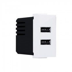 MODYS Πρίζα Τροφοδοσίας USB 1 ΣΤ. 2xUSB Λευκή 5VDC 1.2A IP20 - Aca Elec