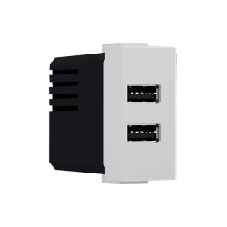 MODYS Πρίζα Τροφοδοσίας USB 1 ΣΤ. 2xUSB Ιβουάρ 5VDC 1.2A IP20 - Aca Elec