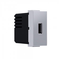 MODYS Πρίζα Τροφοδοσίας USB 1 ΣΤ. 1xUSB Ασημί 5VDC 1.2A IP20 - Aca Elec