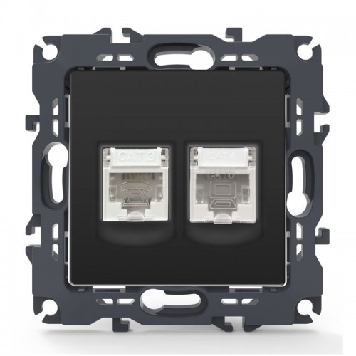 PRIME ΠΡΙΖΑ ΤΗΛΕΦΩΝΟΥ 1xRJ11 CAT3 IP20 & ΠΡΙΖΑ ΔΙΚΤΥΟΥ 1xRJ45 CAT6 UTP IP20 MAT ΑΝΘΡΑΚΙ - Aca Elec