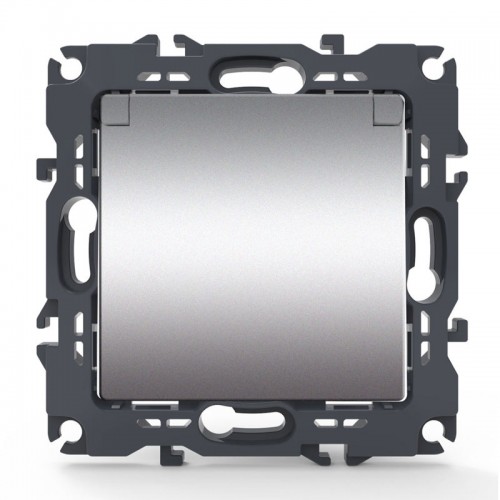 PRIME ΠΡΙΖΑ ΣΟΥΚΟ ΚΑΠΑΚΙ ΑΣΦΑΛΕΙΑΣ 1x2P+E 16A 250VAC IP20 MAT ΑΛΟΥΜΙΝΙΟ - Aca Elec