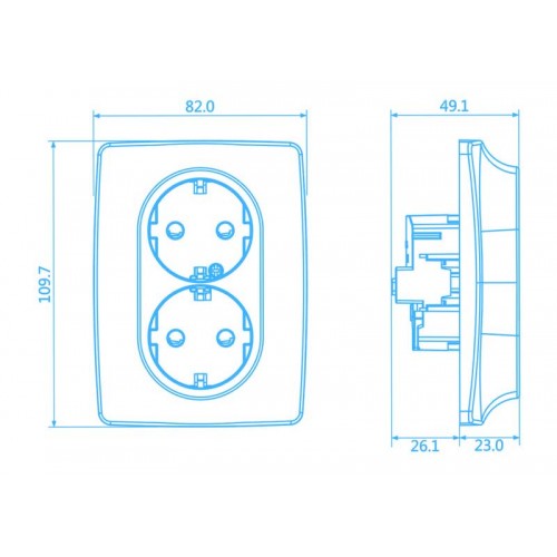 PRIME ΠΡΙΖΑ ΣΟΥΚΟ ΑΣΦΑΛΕΙΑΣ 2x2P+E 16A 250VAC IP20 MAT ΑΝΘΡΑΚΙ - Aca Elec