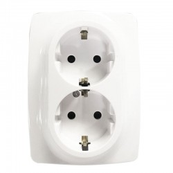 PRIME ΠΡΙΖΑ ΣΟΥΚΟ ΑΣΦΑΛΕΙΑΣ 2x2P+E 16A 250VAC IP20 ΛΕΥΚΗ - Aca Elec