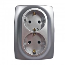 PRIME ΠΡΙΖΑ ΣΟΥΚΟ ΑΣΦΑΛΕΙΑΣ 2x2P+E 16A 250VAC IP20 MAT ΑΛΟΥΜΙΝΙΟ - Aca Elec