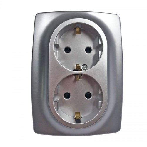 PRIME ΠΡΙΖΑ ΣΟΥΚΟ ΑΣΦΑΛΕΙΑΣ 2x2P+E 16A 250VAC IP20 MAT ΑΛΟΥΜΙΝΙΟ - Aca Elec