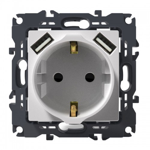 PRIME ΠΡΙΖΑ ΣΟΥΚΟ ΑΣΦΑΛΕΙΑΣ 1x2P+E 16A 250VAC & 2 USB 5VDC 3.1A IP20 ΛΕΥΚΗ - Aca Elec