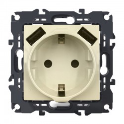 PRIME ΠΡΙΖΑ ΣΟΥΚΟ ΑΣΦΑΛΕΙΑΣ 1x2P+E 16A 250VAC & 2 USB 5VDC 3.1A IP20 ΙΒΟΥΑΡ - Aca Elec