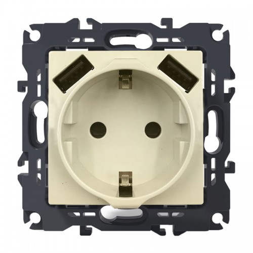 PRIME ΠΡΙΖΑ ΣΟΥΚΟ ΑΣΦΑΛΕΙΑΣ 1x2P+E 16A 250VAC & 2 USB 5VDC 3.1A IP20 ΙΒΟΥΑΡ - Aca Elec