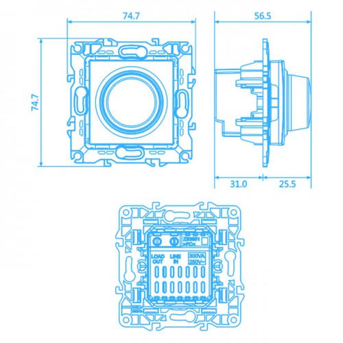 PRIME DIMMER 1 WAY 1P TRIAC 300VA 250VAC IP20 ΙΒΟΥΑΡ - Aca Elec