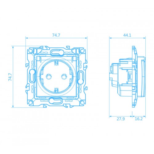 PRIME ΠΡΙΖΑ ΣΟΥΚΟ ΚΑΠΑΚΙ ΑΣΦΑΛΕΙΑΣ 1x2P+E 16A 250VAC IP20 MAT ΣΑΜΠΑΝΙΖΕ - Aca Elec
