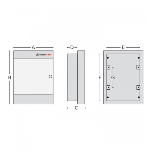 Πίνακας U3X18CW 54 Θέσεων / 3 Σειρές, Χωνευτός Με Λευκή Πλαστική Πόρτα IP40- Tehnoplast