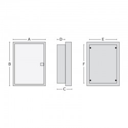 Πίνακας U60ES 60+10 Θέσεων / 5 Σειρές, Χωνευτός Με Λευκή Μεταλλική Πόρτα Και Μεταλλικό Πλαίσιο IP40 - Tehnoplast