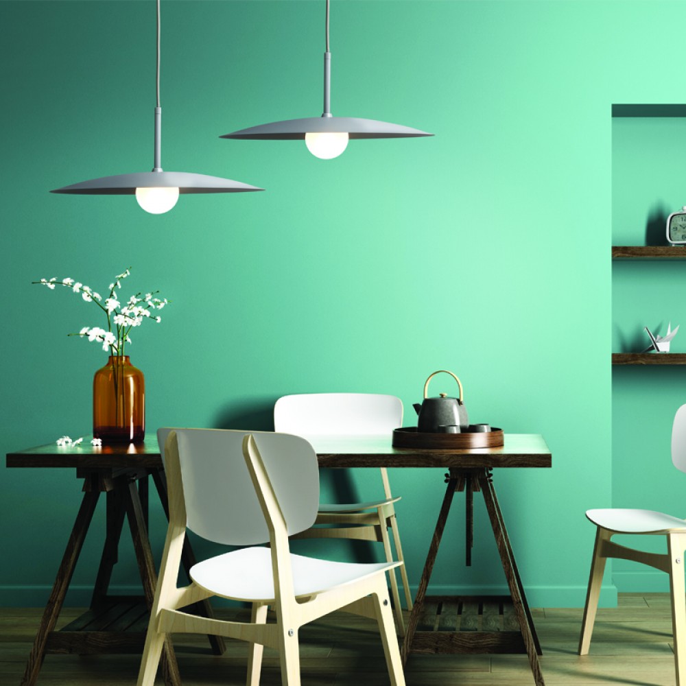 Κρεμαστό Φωτιστικό Μεταλλικό Με Γυαλί Αμμοβολή Γκρι 1x G9 AFINAR - Aca Decor