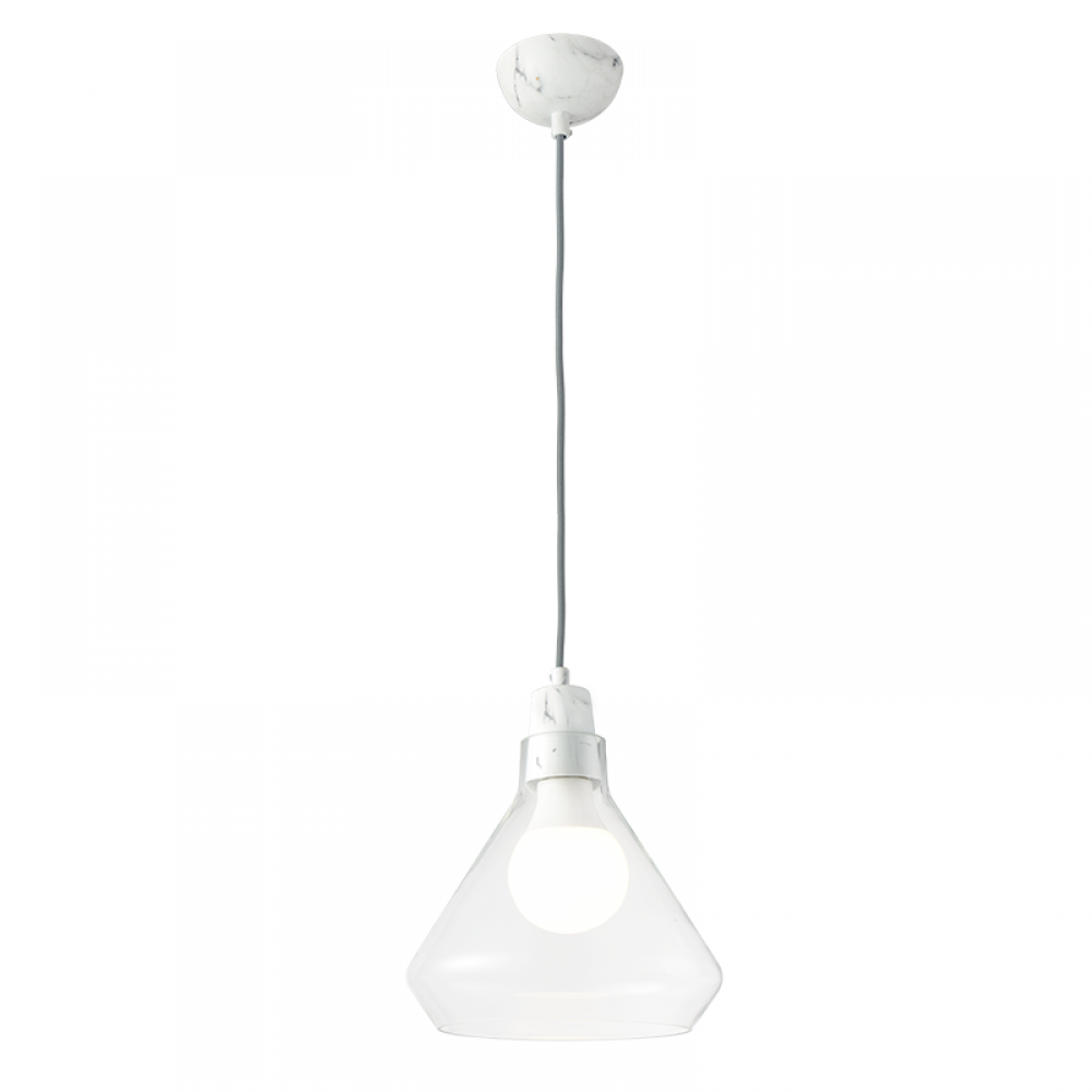 Φωτιστικό Οροφής Με Γυάλινη Καμπάνα Και Ανάρτηση Απόχρωση Λευκού Μαρμάρου 1xE27 ACA