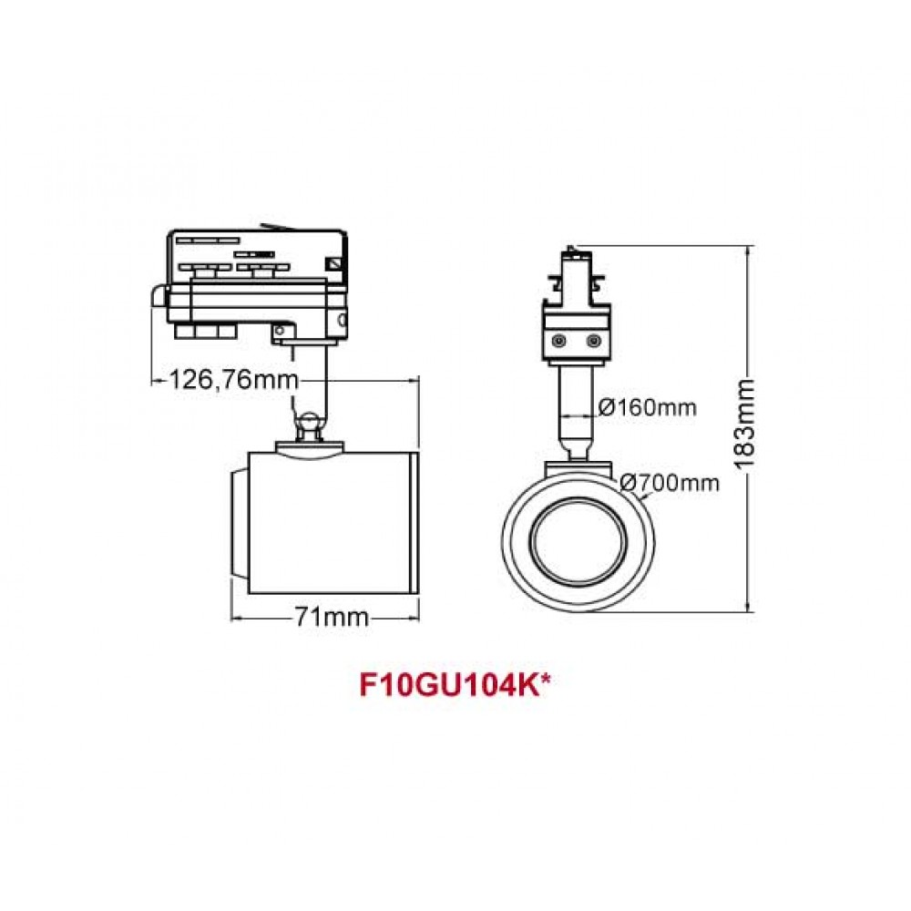 Φωτιστικό Σποτ Ράγας Τριφασικό 4 Καλωδίων 1xGU10 ΓΚΡΙ PARSCO - ACA