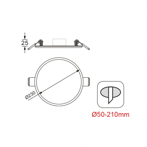 Φωτιστικό Οροφής Slim Panel Λευκό Στρογγυλό Χωνευτό LED SMD Θερμό Λευκό 3000K 19W 120° FLEXI Aca
