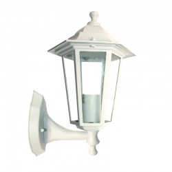 Φανάρι Επιτοίχιο Αλουμινίου Σε Λευκό Εξάγωνο IP44 1x E27 ACA