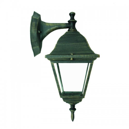 Φανάρι Επιτοίχιο Αλουμινίου Με Λάμπα Κάτω Σε Σκουριά Τετράγωνο IP45 1x E27 ACA