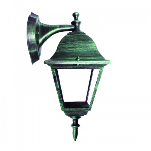 Φανάρι Επιτοίχιο Αλουμινίου Με Λάμπα Κάτω Σε Μαύρο Πράσινο Τετράγωνο IP45 1x E27 ACA