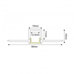 2 Μέτρα Προφίλ Αλουμινίου Με Οπάλ Κάλυμμα Χωνευτό Trimless LING P135U- ACA