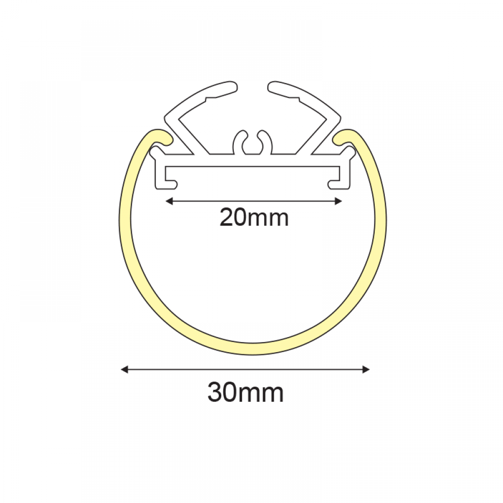 VELOR ULTRA MINI ΠΡΟΦΙΛ ΑΛΟΥΜΙΝΙΟΥP230 ΜΕ ΟΠΑΛ PC ΚΑΛΛΥΜΑ Φ30 2m/pc ACA