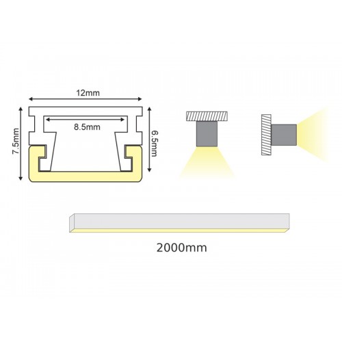 2 Μέτρα Προφίλ Αλουμινίου Με Οπάλ Κάλυμμα BRAEL P127 - ACA