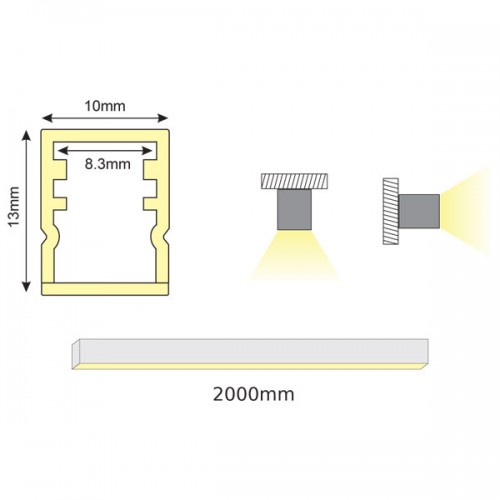 2 Μέτρα Προφίλ Αλουμινίου Με Οπάλ Κάλυμμα Αδιάβροχο WREN P144 IP65 - ACA