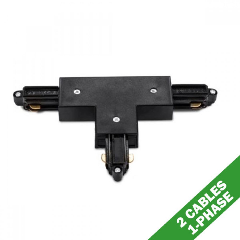 Σύνδεσμος Ένωση ΤΑΦ Για Μονοφασική Ράγα Οροφής 2 Καλωδίων Σε Μαύρο ACA