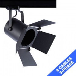 Φωτιστικό Σποτ Ράγας Τριφασικό 4 Καλωδίων Σε Μαύρο Χρώμα 1x E27 PAR30 max 75W ACA
