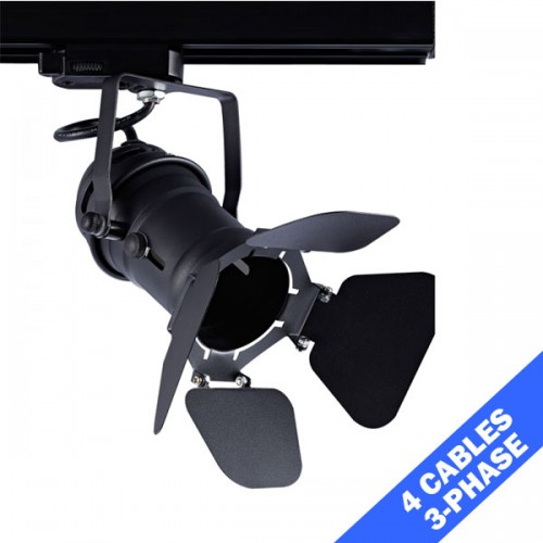 Φωτιστικό Σποτ Ράγας Τριφασικό 4 Καλωδίων Σε Μαύρο Χρώμα 1x GU10 max 50W IP44 ACA