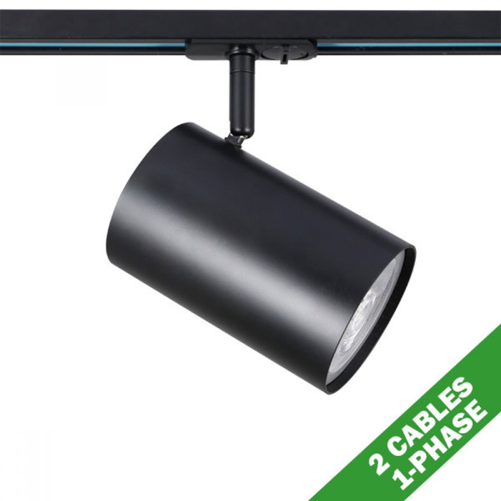 Φωτιστικό Σποτ Ράγας Μονοφασικό 2 Καλωδίων Σε Μαύρο Χρώμα 1x E27 PAR30 - ACA