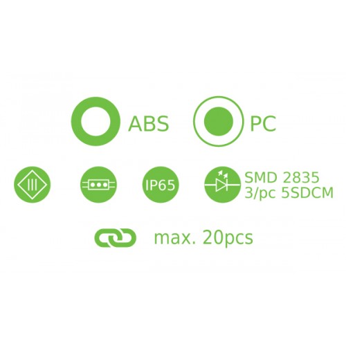 LED Modules 12V 1.2W 190LM 6500K 170° IP65 - ACA