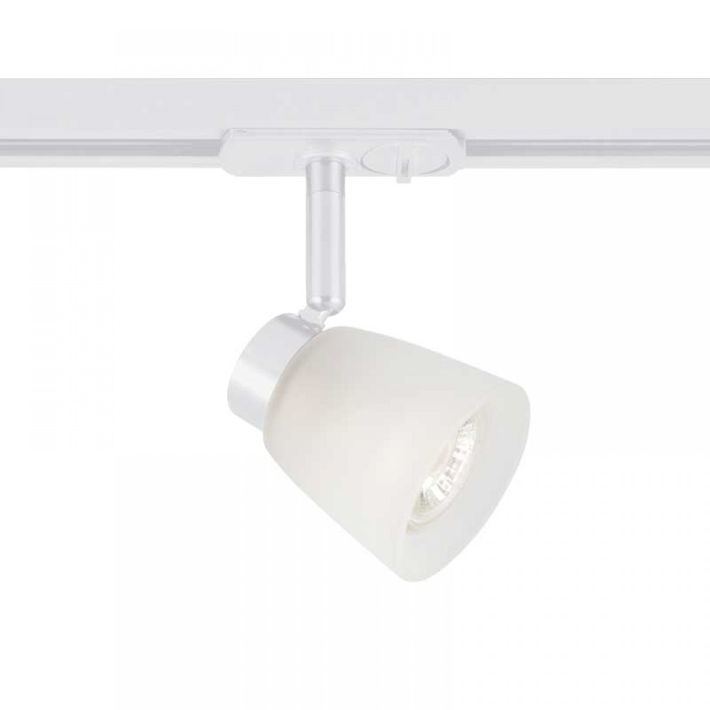 Φωτιστικό Σποτ Ράγας Μονοφασικό 2 Καλωδίων Λευκό Και Γυαλί 1x GU10 - ACA