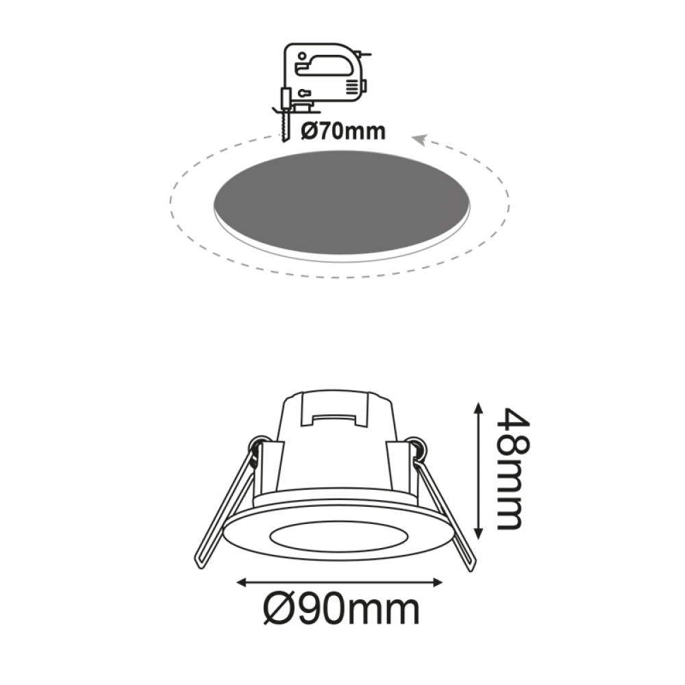 LED Χωνευτό Φωτιστικό Σποτ Λευκό Στρογγυλό Αδιάβροχο 5W 230V 120° IP65 VERA ACA