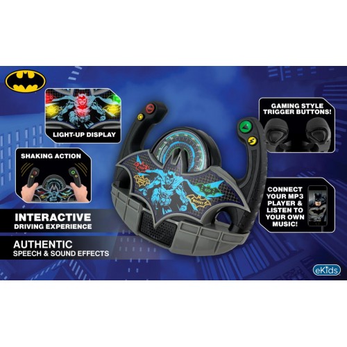 eKids Batman Batmobile Toy Steering Wheel Φουτουριστικό Τιμόνι Batmobile για παιδιά με ενσωματωμένα Sound Effects (BM-157) (Μαύρο/Γκρι)