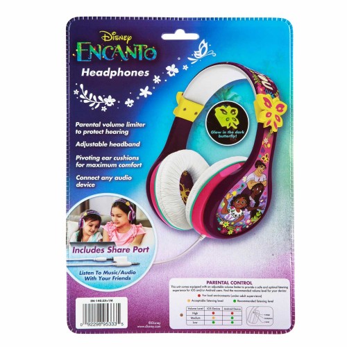 eKids Encanto Ενσύρματα Ακουστικά με ασφαλή μέγιστη ένταση ήχου για παιδιά και εφήβους (EN-140) (Μωβ/Λευκό/Ροζ)