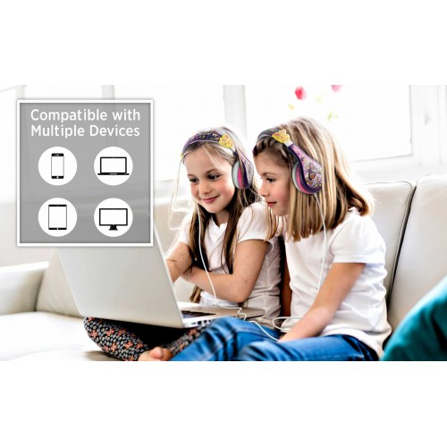 eKids Encanto Ενσύρματα Ακουστικά με ασφαλή μέγιστη ένταση ήχου για παιδιά και εφήβους (EN-140) (Μωβ/Λευκό/Ροζ)