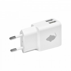 Wall Adapter Dual USB-A Οικιακός Φορτιστής Ισχύος 18W GreenMouse σε Λευκό Χρώμα