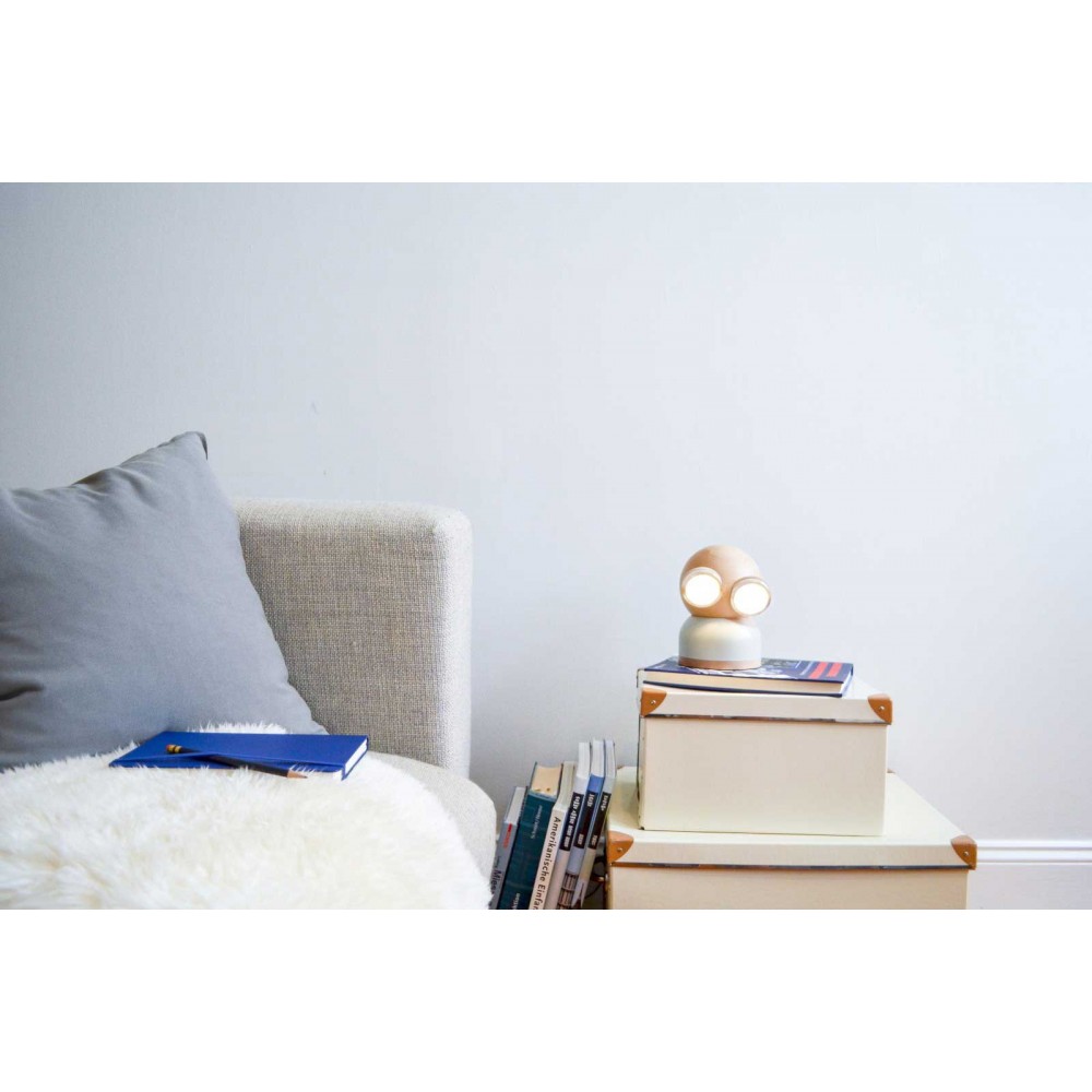 Allocacoc® GoggleLamp |Mr Watt| Επιτραπέζιο Φωτιστικό από ξύλο σφενδάμου και αλουμίνιο με ρύθμιση φωτεινότητας αφής (white/wood)