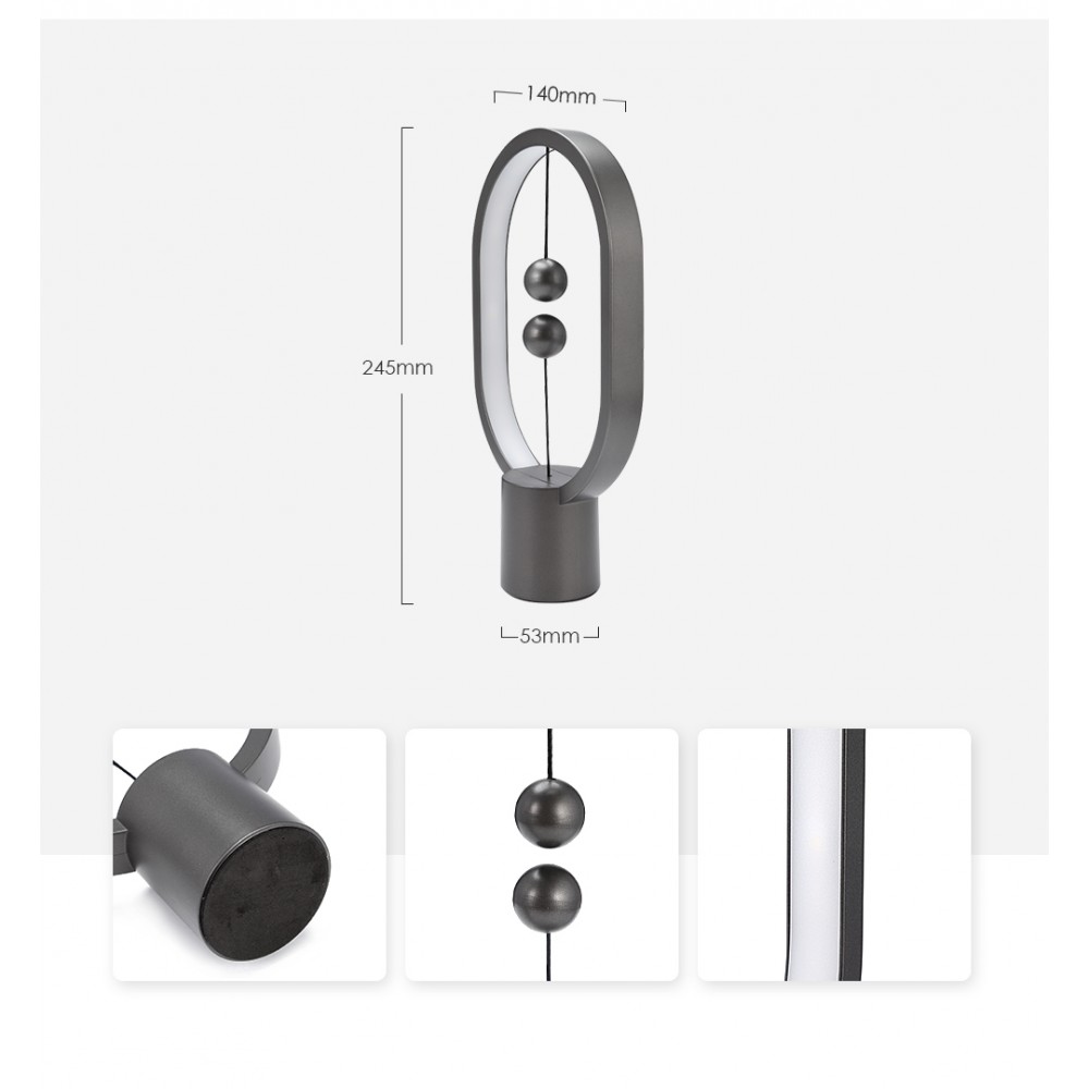 Heng Balance Mini Διακοσμητική Λάμπα Με Μαγνητικό Διακόπτη Σε Σκούρο Γκρι Ellipse - Allocacoc