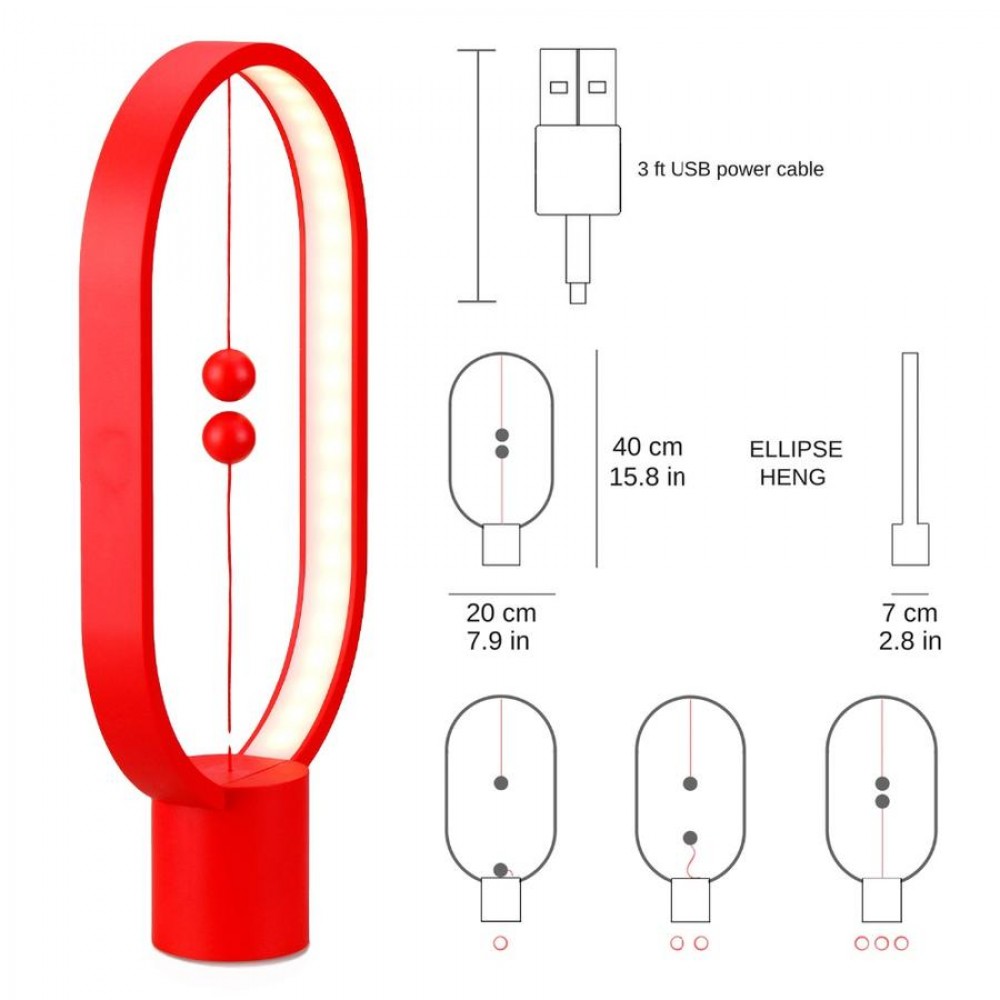 Heng Balance Διακοσμητική Λάμπα Με Μαγνητικό Διακόπτη Σε Κόκκινο Χρώμα Ellipse - Allocacoc