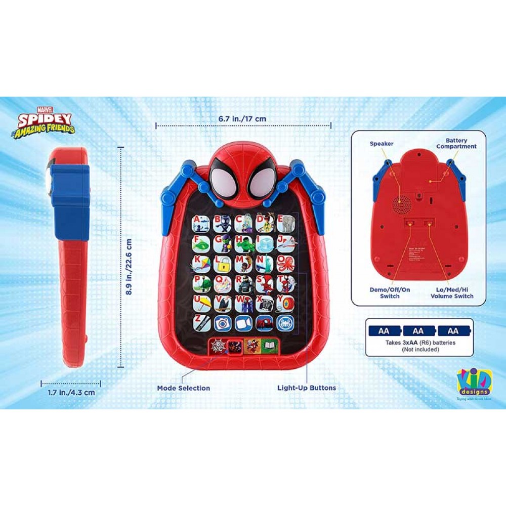 eKids Spiderman Spidey & Friends Learn & Play Tablet για παιδιά 3 ετών και άνω (SA-165) (Μπλε/Κόκκινο)