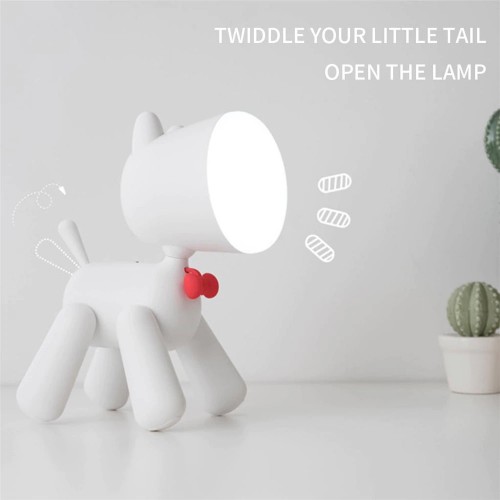 Επιτραπέζια Λάμπα Αστείο Κουτάβι Με Διακόπτη Στη Ουρά Του (Λευκό) Allocacoc® PuppyLamp - Janpim