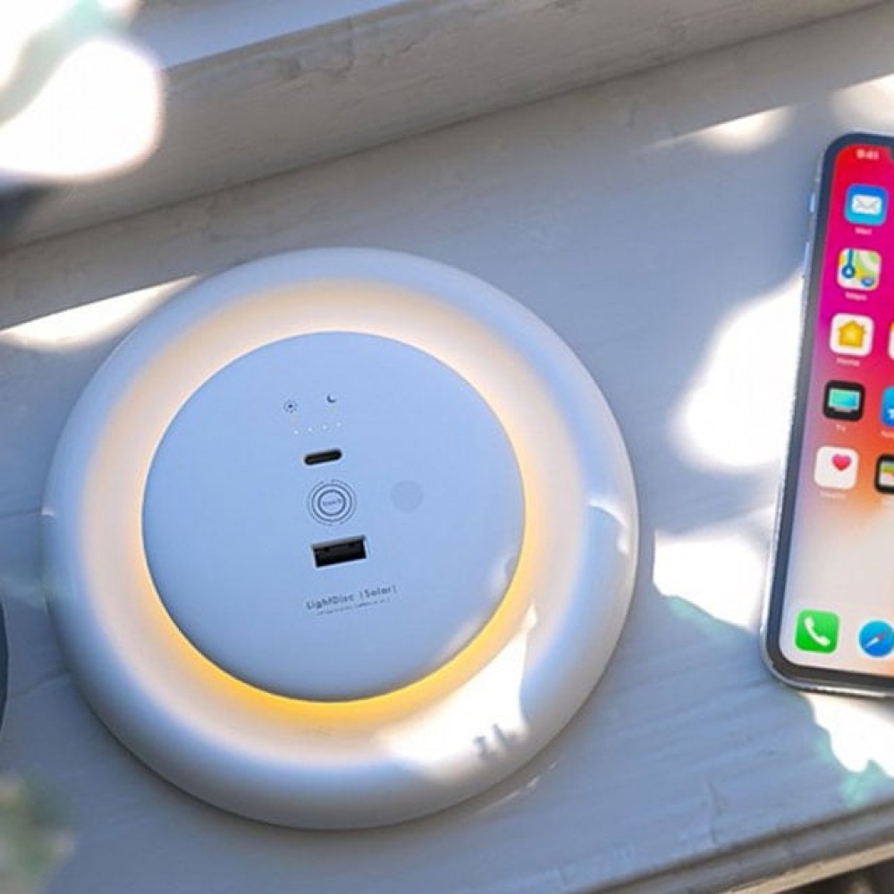 Ηλιακό Φωτάκι Νυκτός Led Που Λειτουργεί Με Ηλιακή Ακτινοβολία LightDisc Solar & Powerbank - Allocacoc