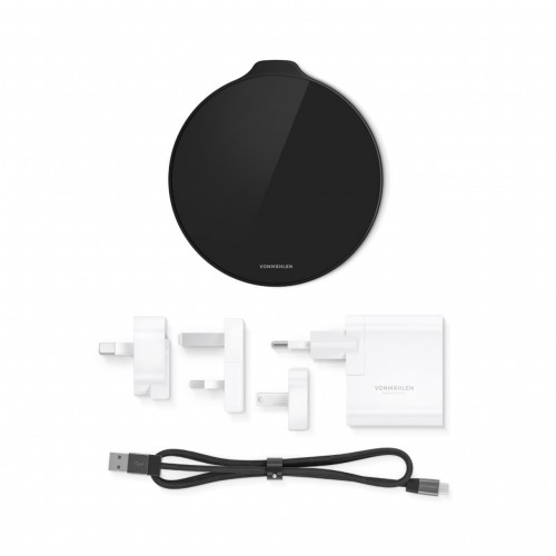 Vonmählen Βάση ασύρματης φόρτισης Qi από Plexiglass με φορτιστή ταξιδιού και καλώδιο 2 μέτρων – Black