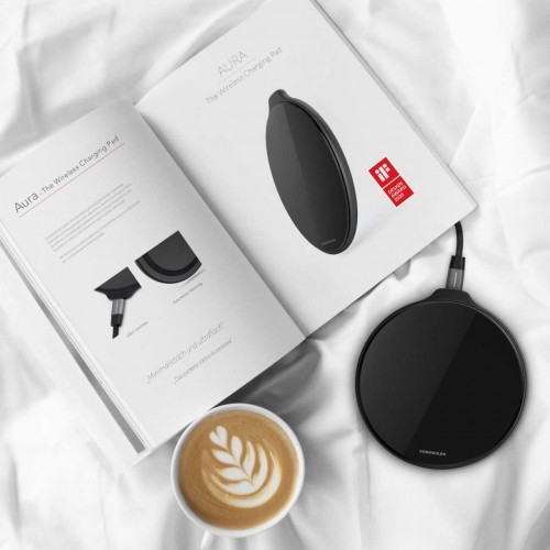 Vonmählen Βάση ασύρματης φόρτισης Qi από Plexiglass με φορτιστή ταξιδιού και καλώδιο 2 μέτρων – Black