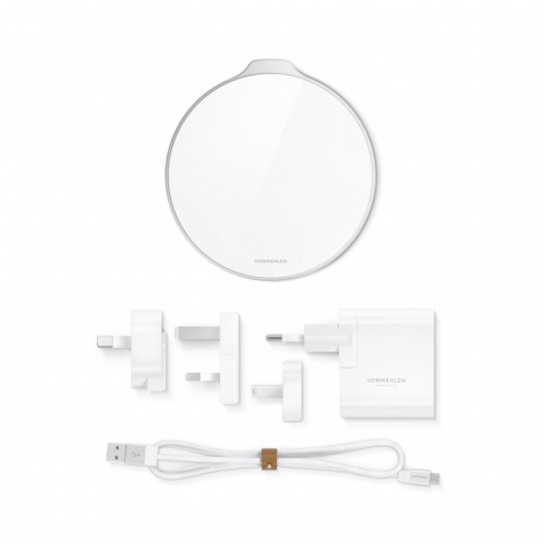 Vonmählen Βάση ασύρματης φόρτισης Qi από Plexiglass με φορτιστή ταξιδιού και καλώδιο 2 μέτρων – Silver