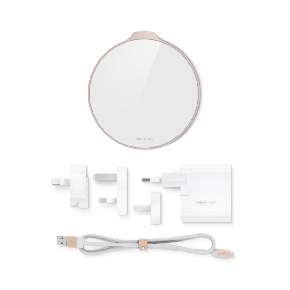 Vonmählen Βάση ασύρματης φόρτισης Qi από Plexiglass με φορτιστή ταξιδιού και καλώδιο 2 μέτρων – Rose Gold